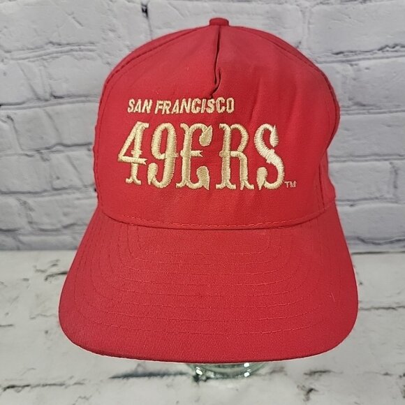 Vintage San Francisco 49ers Red Snapback Hat Cap AJD Embroidered Logo Football - Picture 1 of 10
